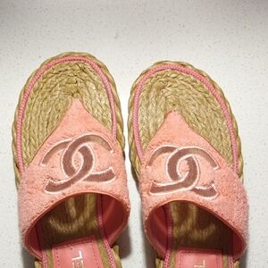 CHANEL Pink and Tan Sandals